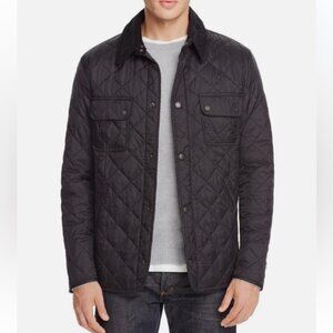 Barbour Akenside Quilted Jacket Lightweight Pockets Snaps Black Preppy Cords M